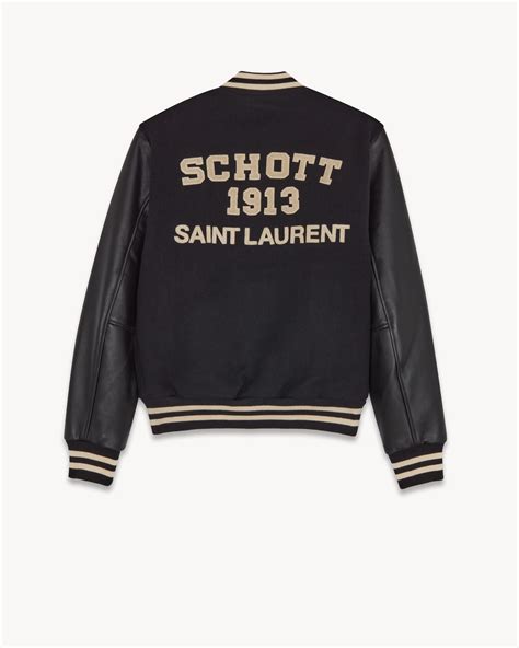 ysl velvet varsity jacket|saint laurent jacket men's.